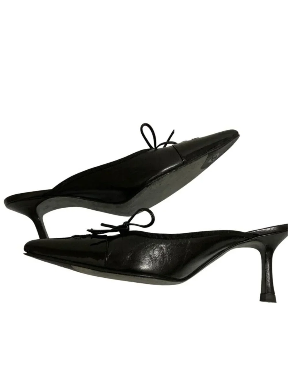 Chanel CC Logo Pointed Toe Sandals Black